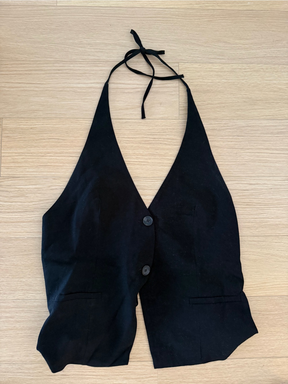 Zara Black Halter Tie-Back Vest Top